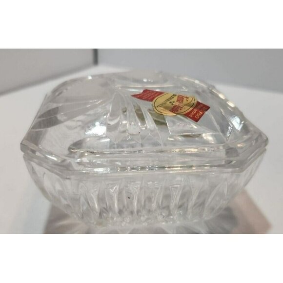 Vtg Anna Hutte Bleikristall Lead Crystal Hearts Octagonal Trinket Dish With Lid - Picture 5 of 14